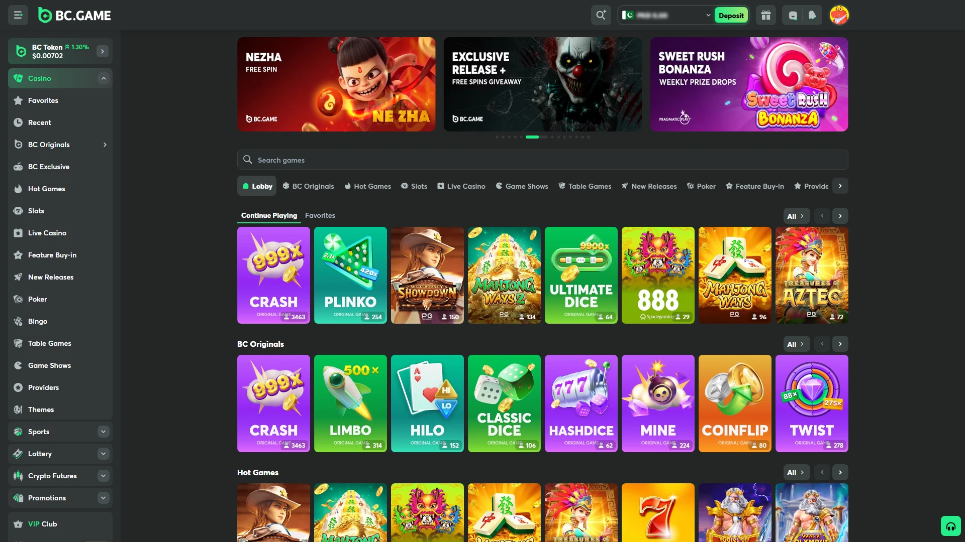 Select the BC Game you want to play on your PC.