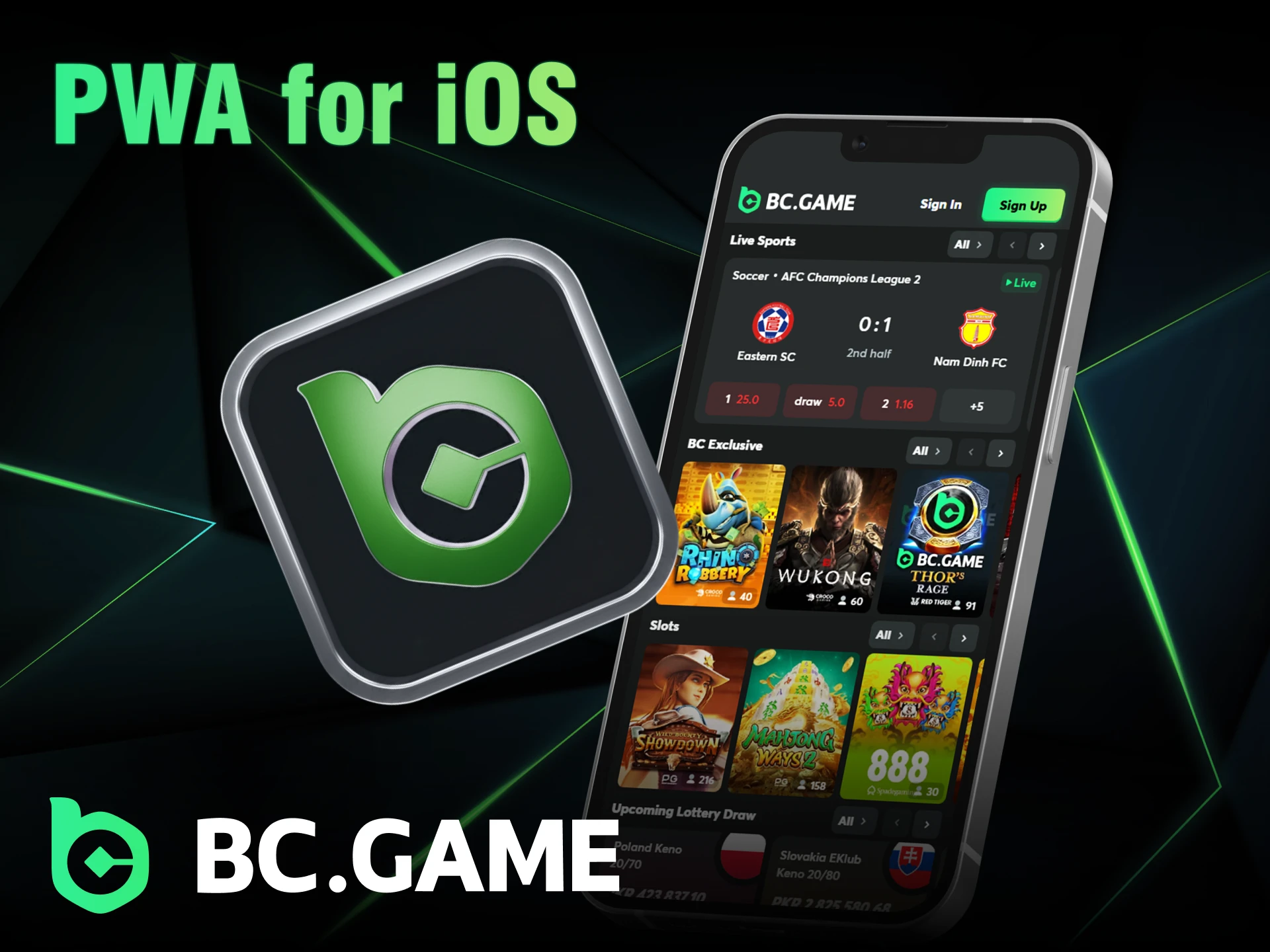 Add the PWA version of BC Game to your iOS phone.