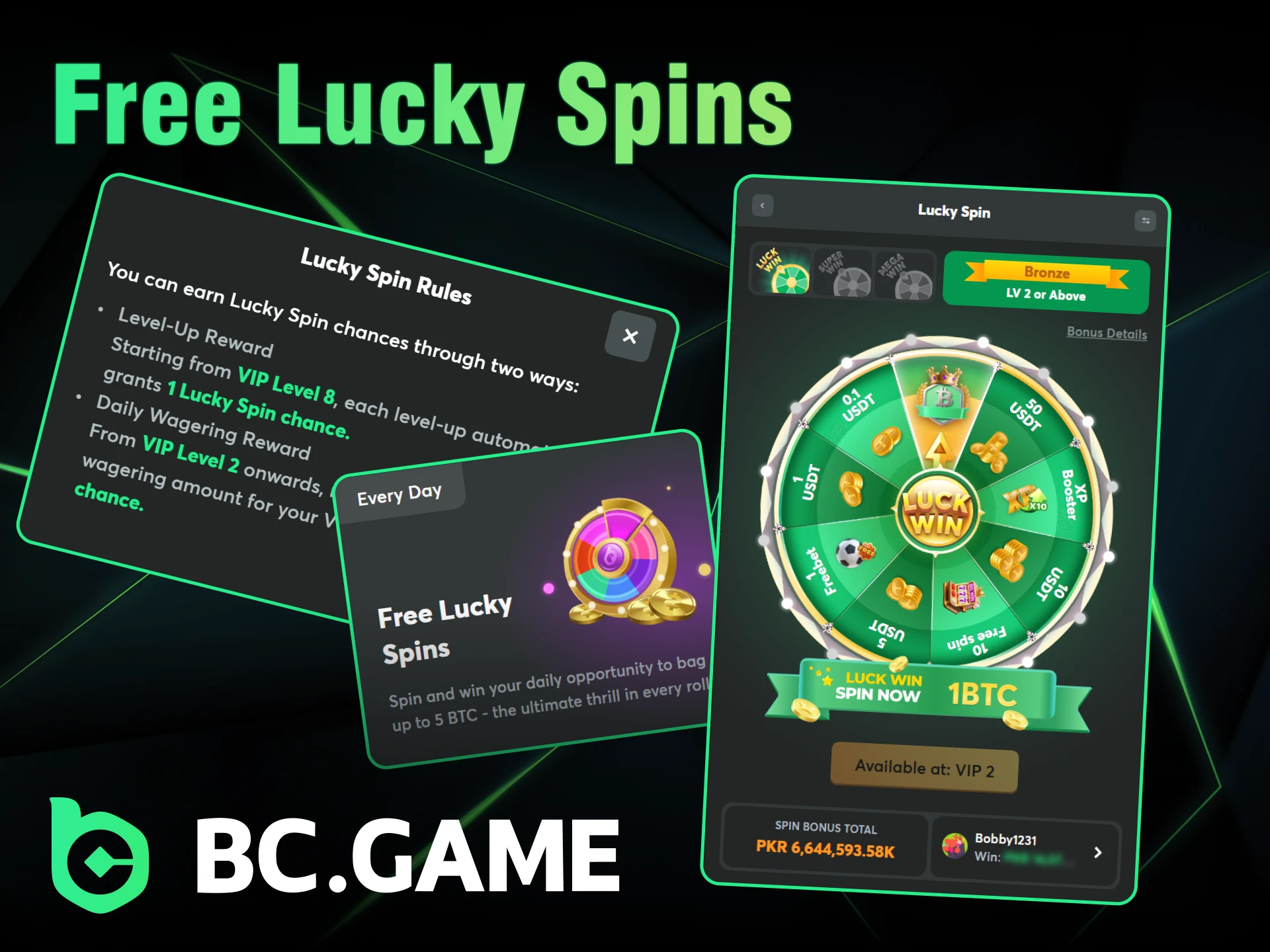 The Free Lucky Spins bonus awaits you at BC Game.