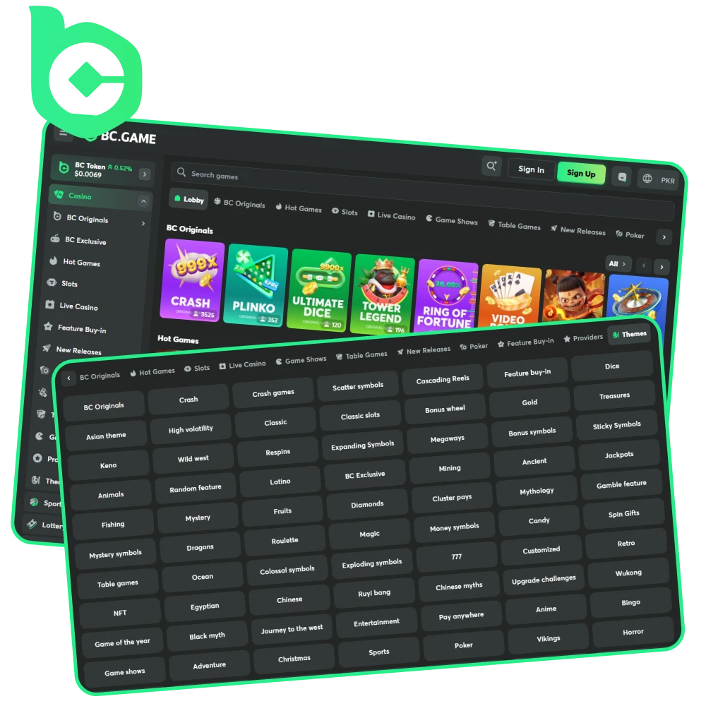 A variety of casino games where you can win on BC Game are waiting for you.