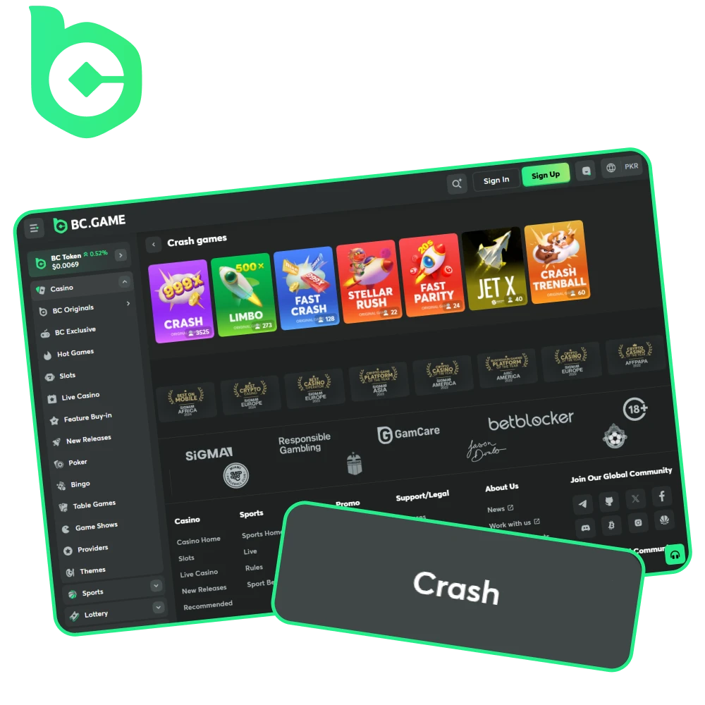 Play Crash games on BC Game.