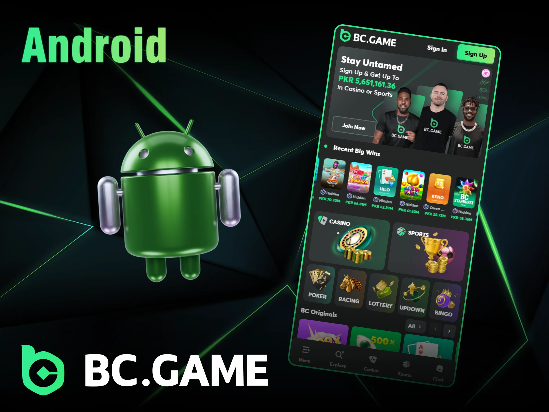 Download the BC Game app for Android.