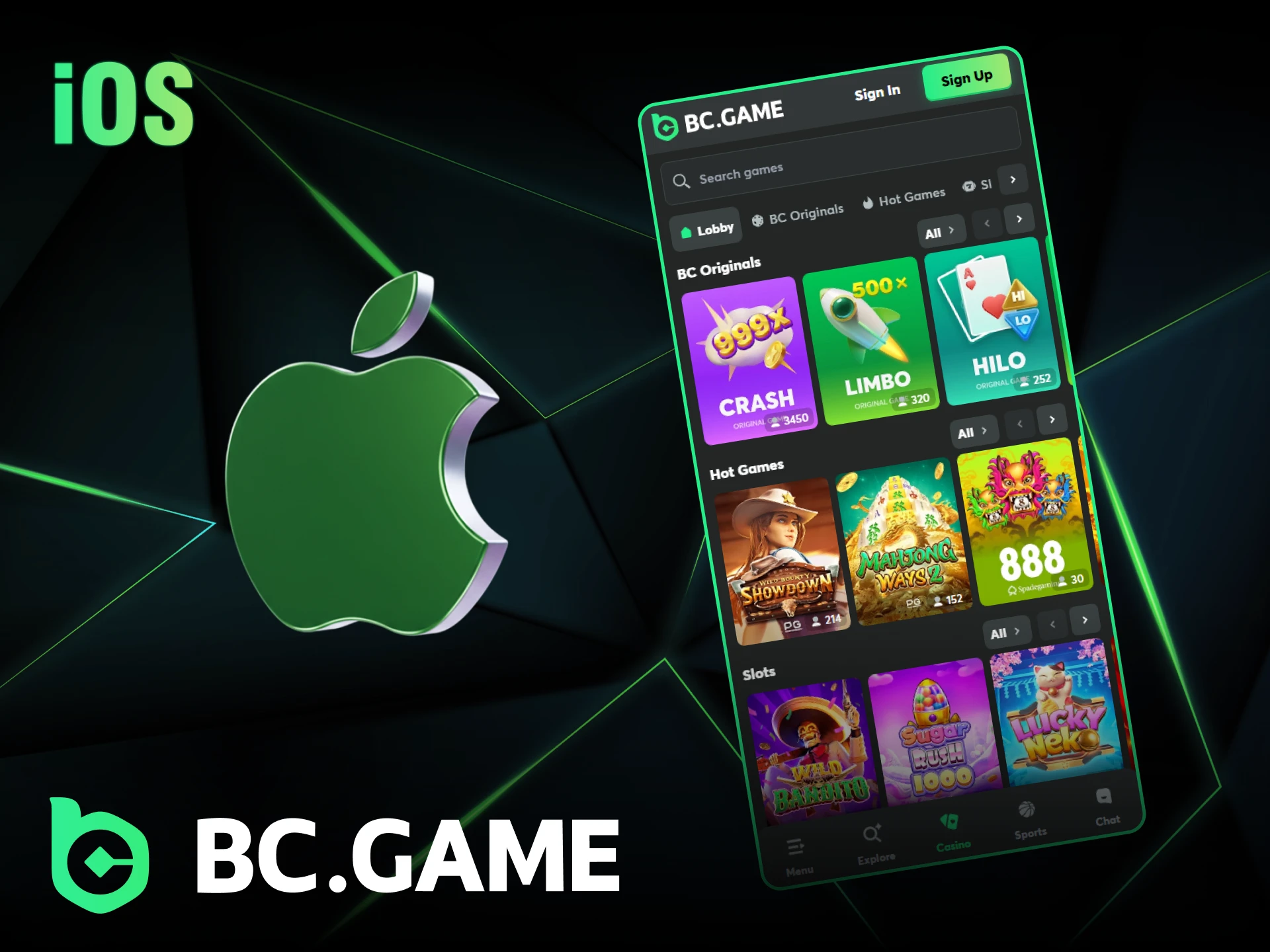 The BC Game app is available for iOS.