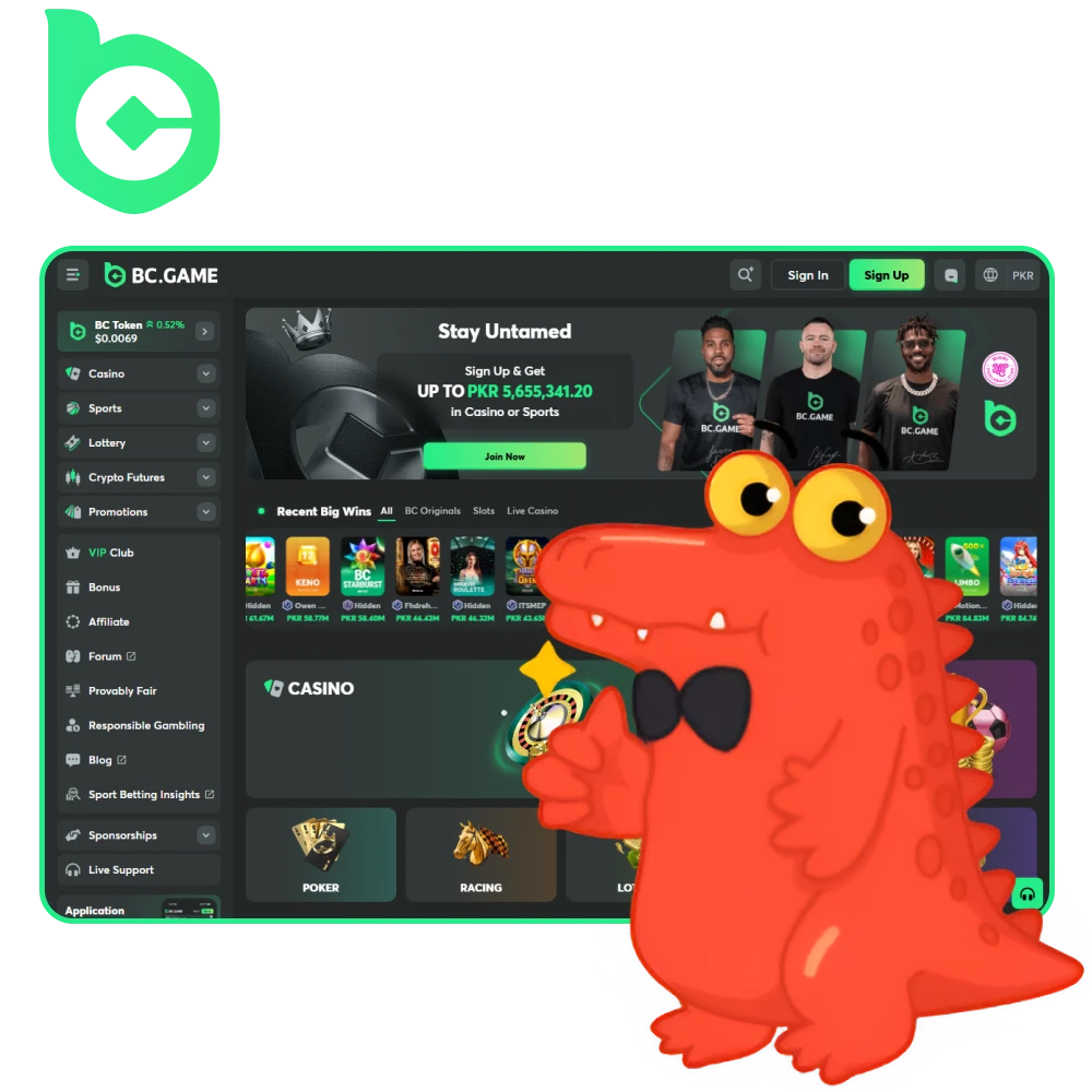 Win real money by placing bets on the BC Game casino platform.
