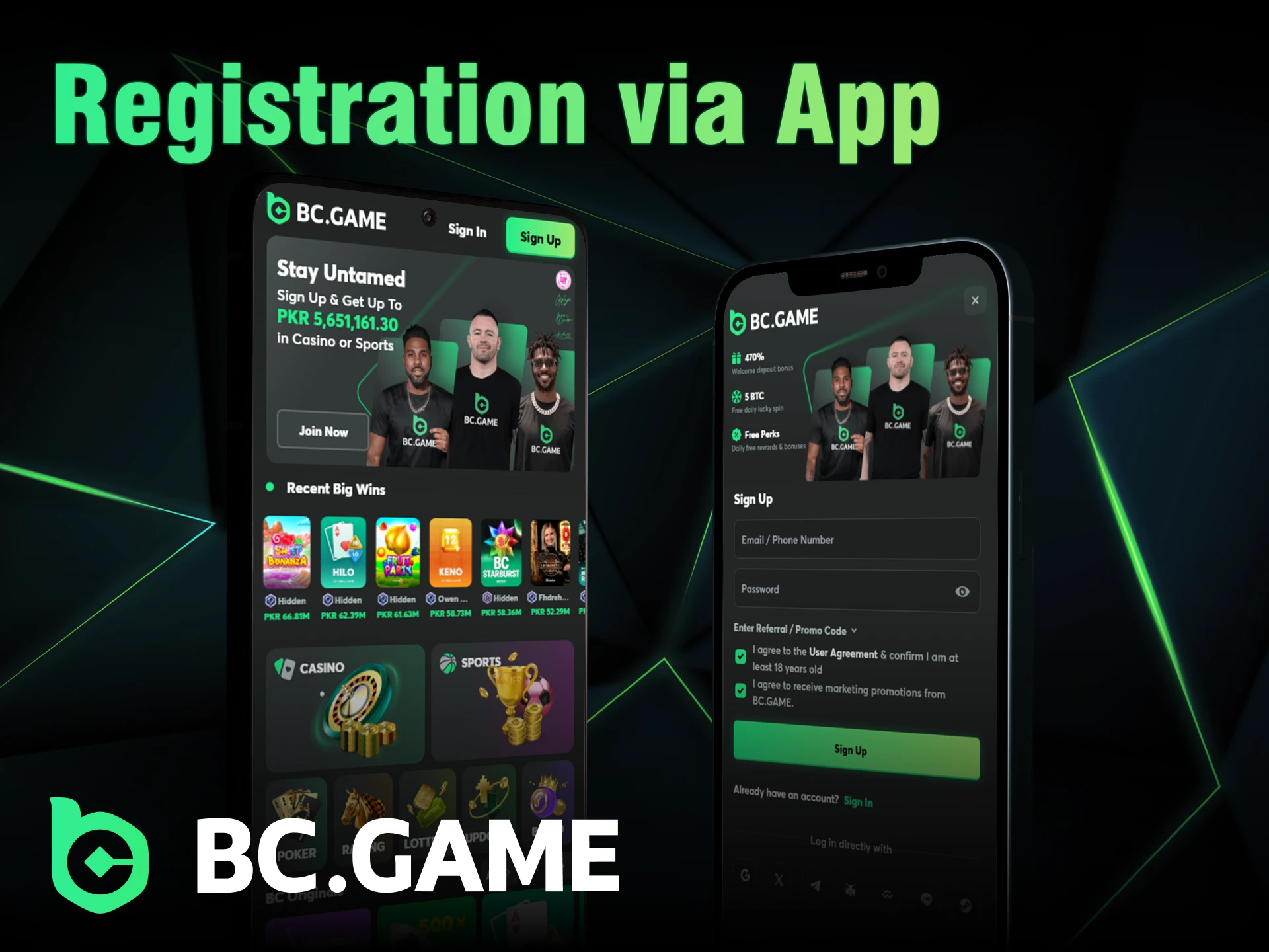 Registering through the BC Game app is very convenient.