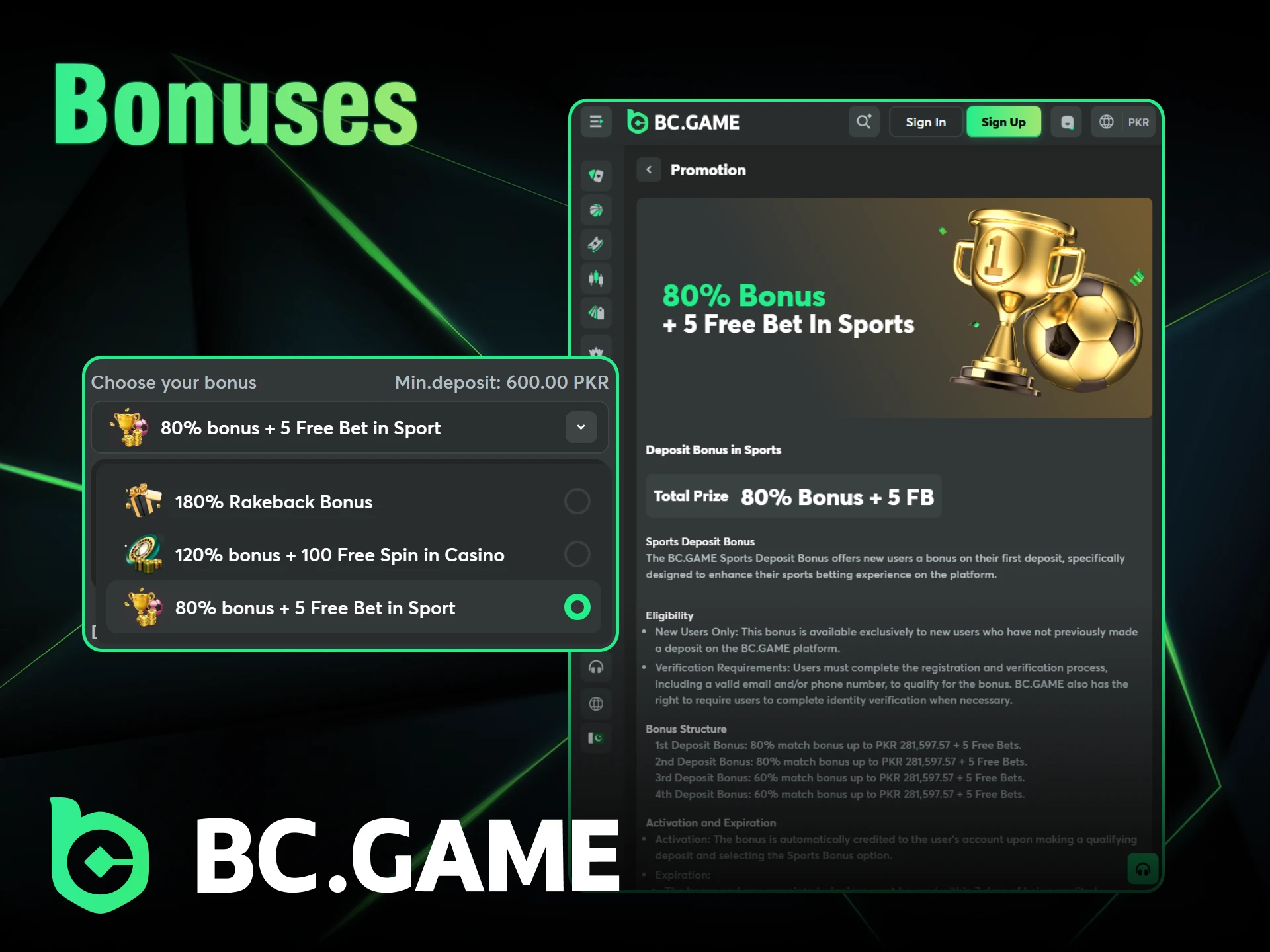 Use bonuses on sports betting on BC Game.