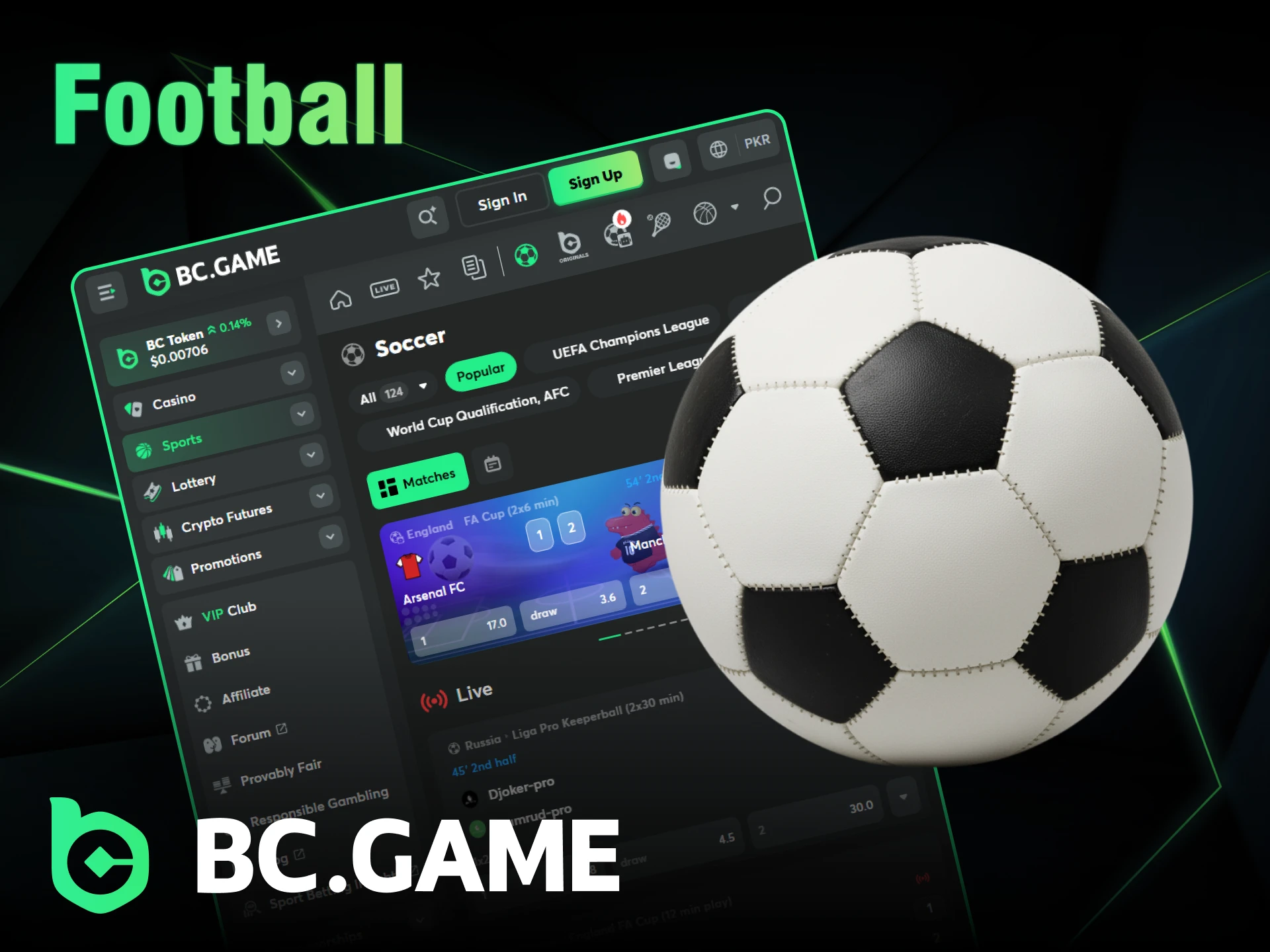 Bet on football at BC Game.