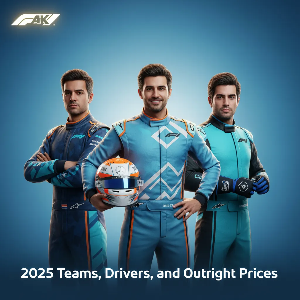 2025 F1 teams and drivers table with live championship odds; provisional grid with several TBC seats.
