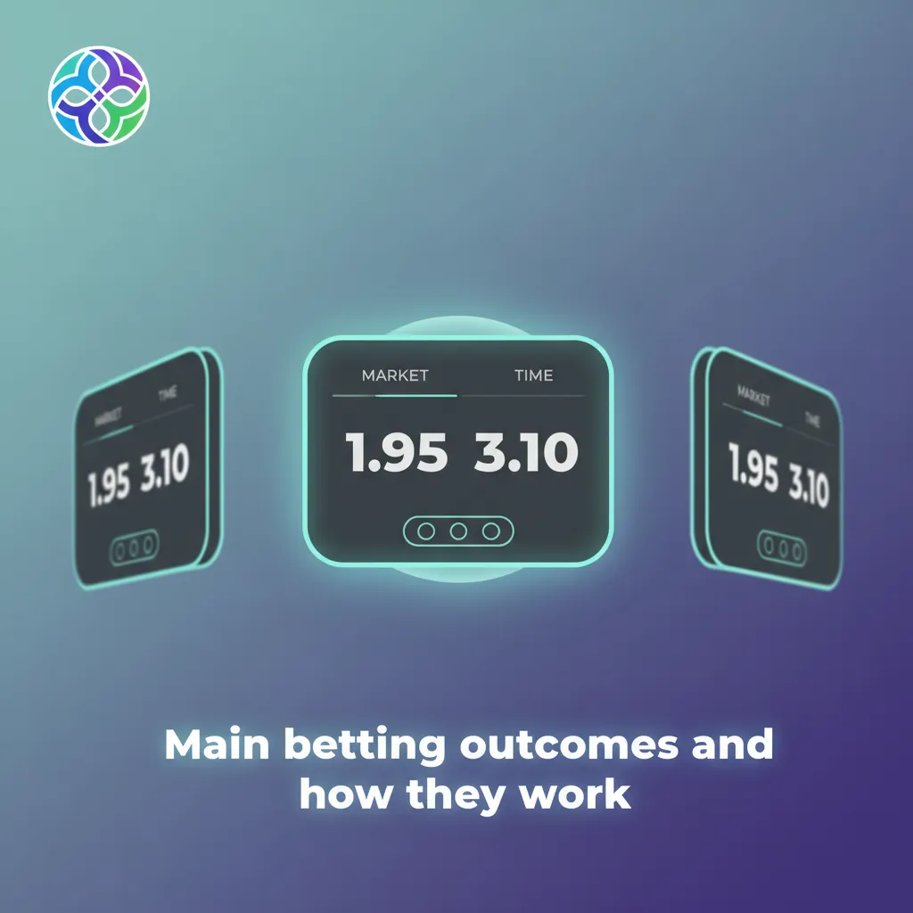 Infographic explaining 1X2, Over/Under, Handicap, BTTS, and DNB betting markets with win, loss, and push/refund outcomes.