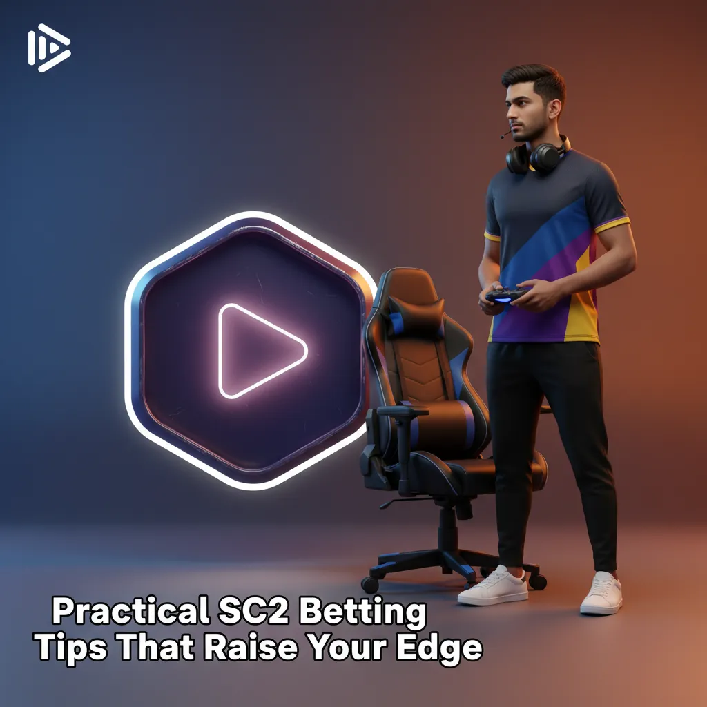 SC2 betting tips infographic with checklist: bankroll, CLV, matchups, maps, formats, patches, live bets, records.