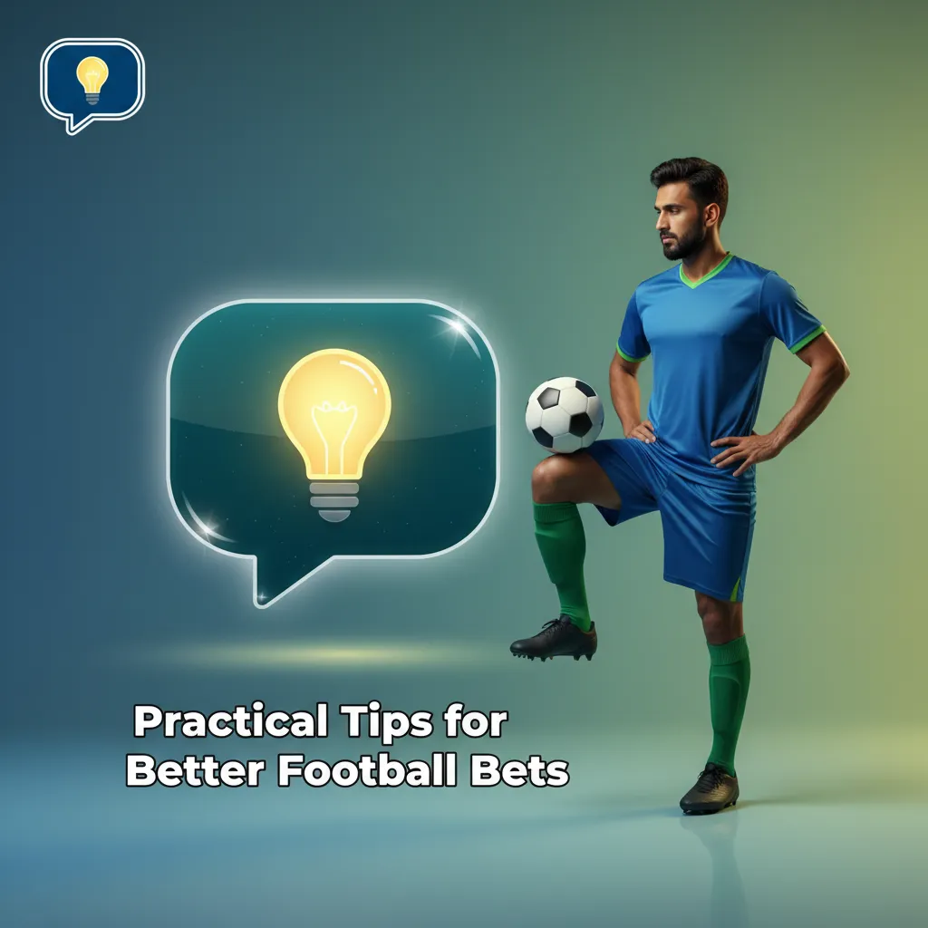 Graphic of football betting tips: track form, check injuries, consider tactics, motivation, venue, weather, bankroll.