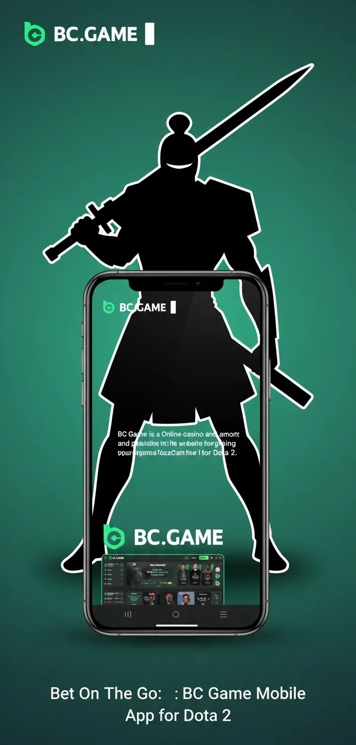 Smartphone screens showing BC Game Dota 2 esports betting with live odds and notifications on Android and iOS.