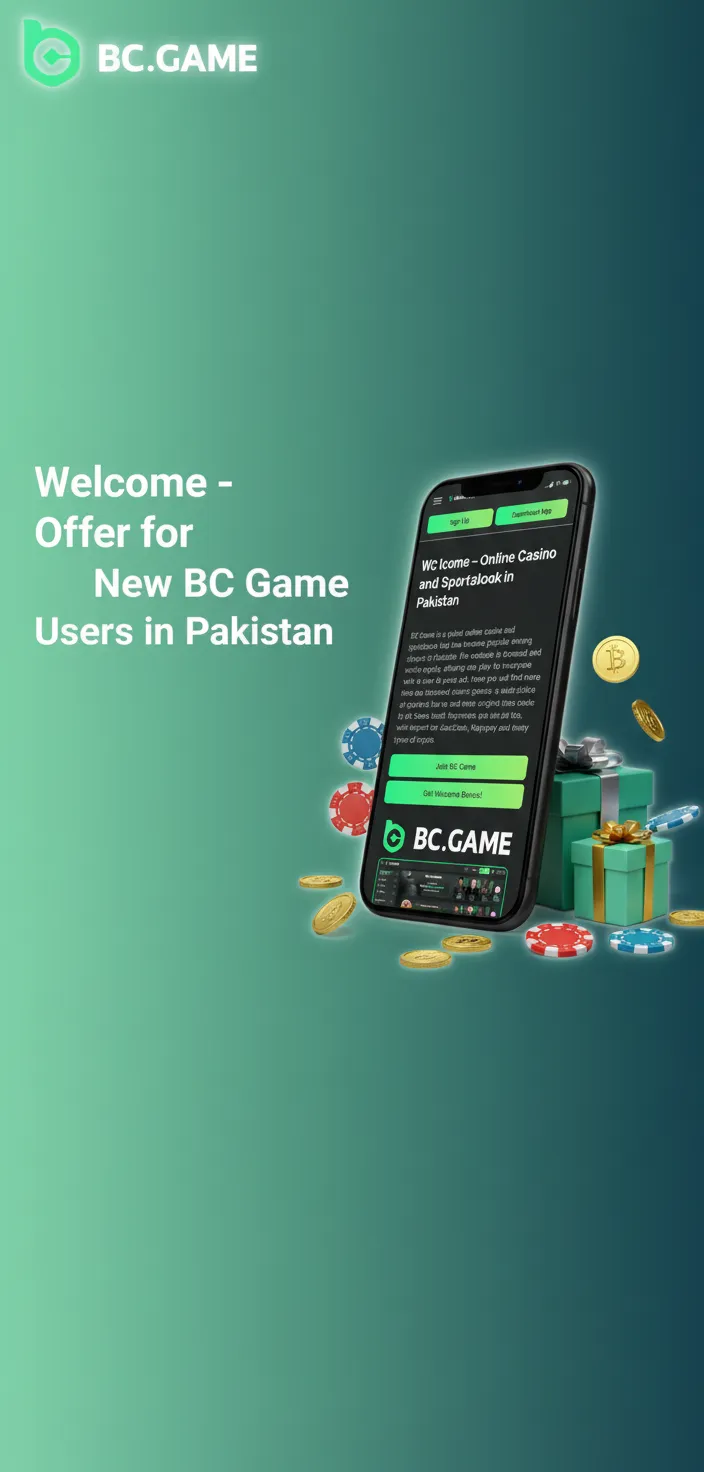 BC Game Pakistan new user offer: up to 360% matched deposits (cap PKR 28,260,500). Casino, sports, free spins. T&Cs apply.