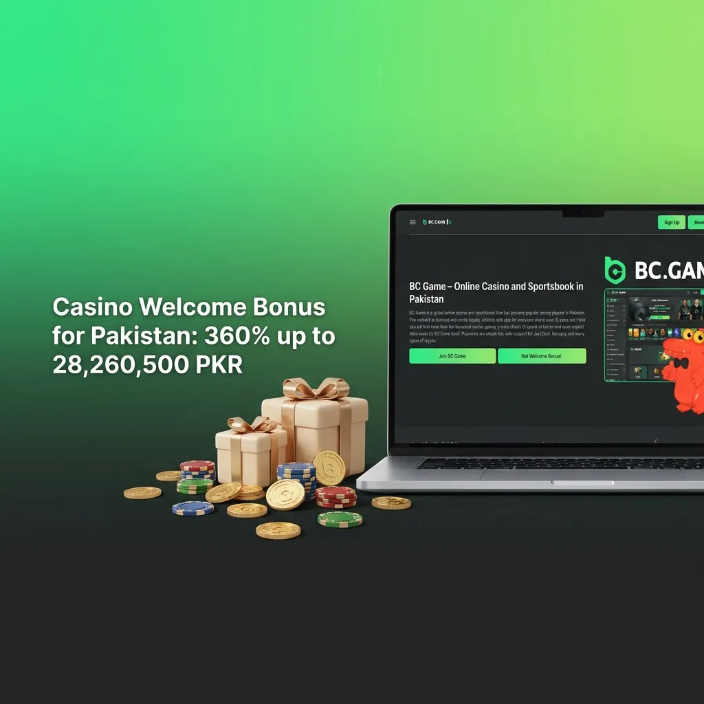 Casino welcome bonus offer showing 360% match up to 28,260,500 PKR for Pakistan players on live dealer games